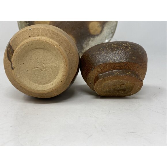 Studio Art Handmade Pottery 3 Piece Set Plate Cup Trinket Bowl JR Cooper Signed - Picture 6 of 12